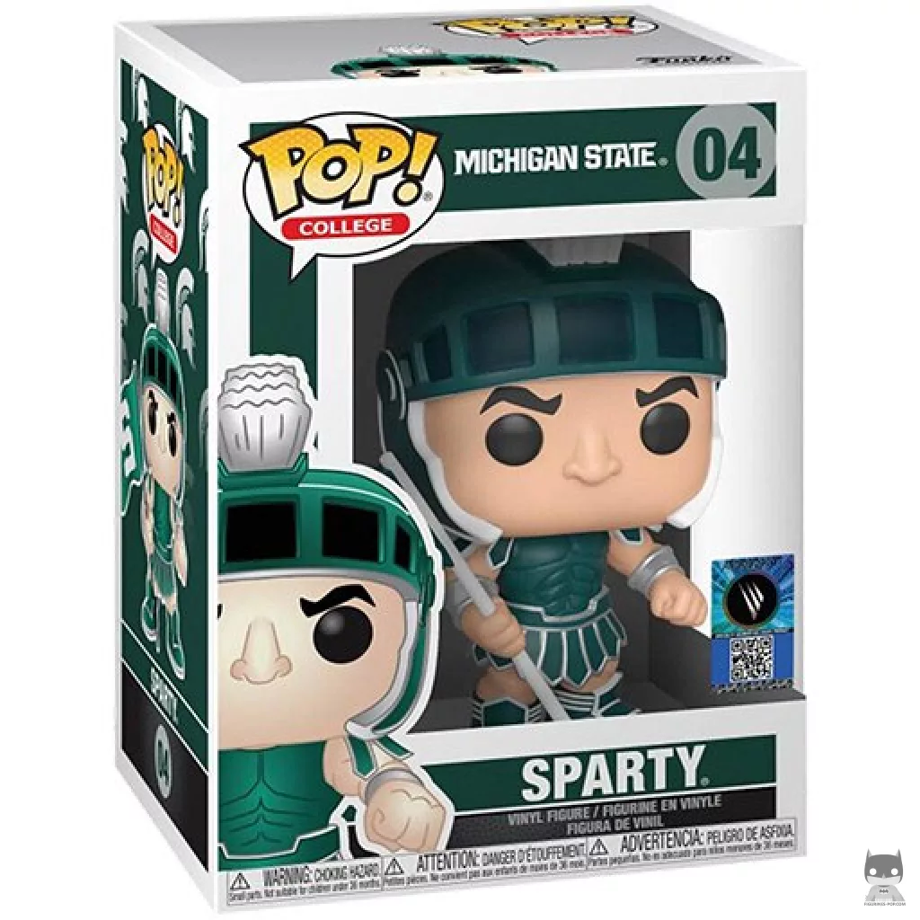 Figura Funko Pop! Sparty (Michigan State) en su caja