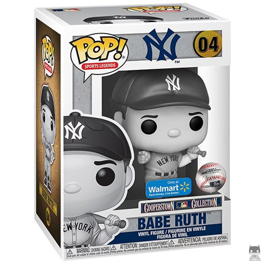 Figura Funko Pop! Babe Ruth (Blanco y negro) en su caja