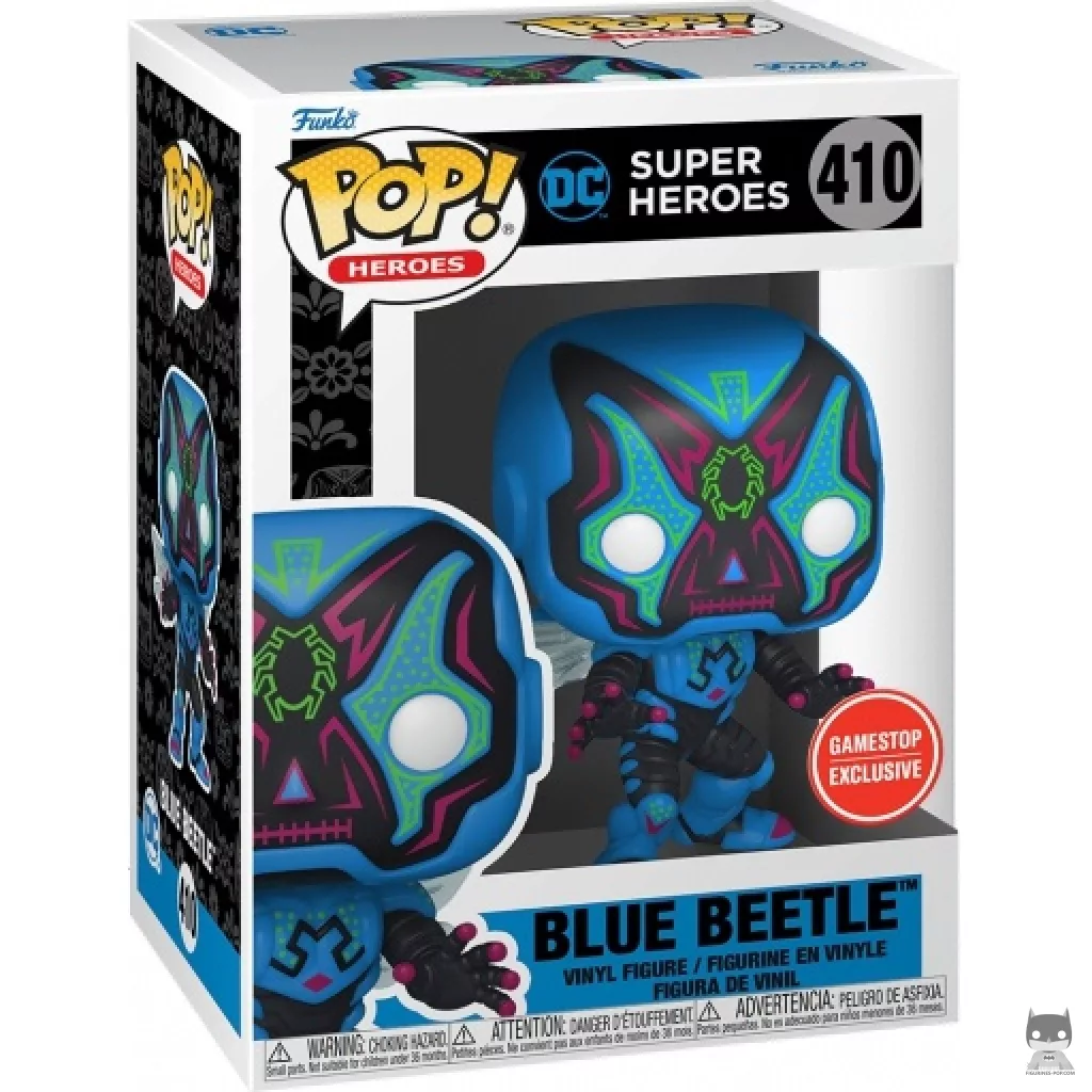 Figura Funko Pop! Blue Beetle (Día de los DC) (Brilla en la oscuridad) en su caja
