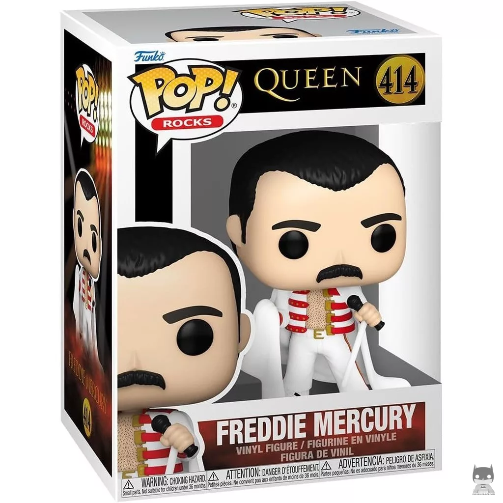 Figura Funko Pop! Freddie Mercury (Gira We Will Rock You) en su caja