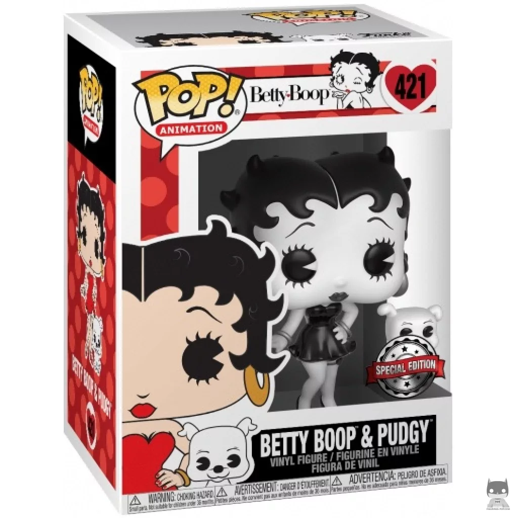 Figura Funko Pop! Betty Boop & Pudgy (Blanco y negro) en su caja