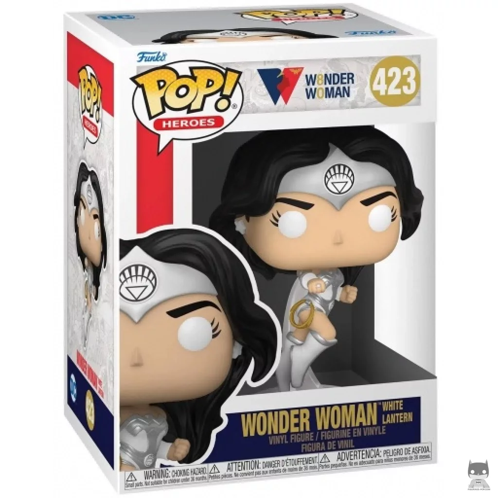 Figura Funko Pop! Wonder Woman Linterna Blanca en su caja
