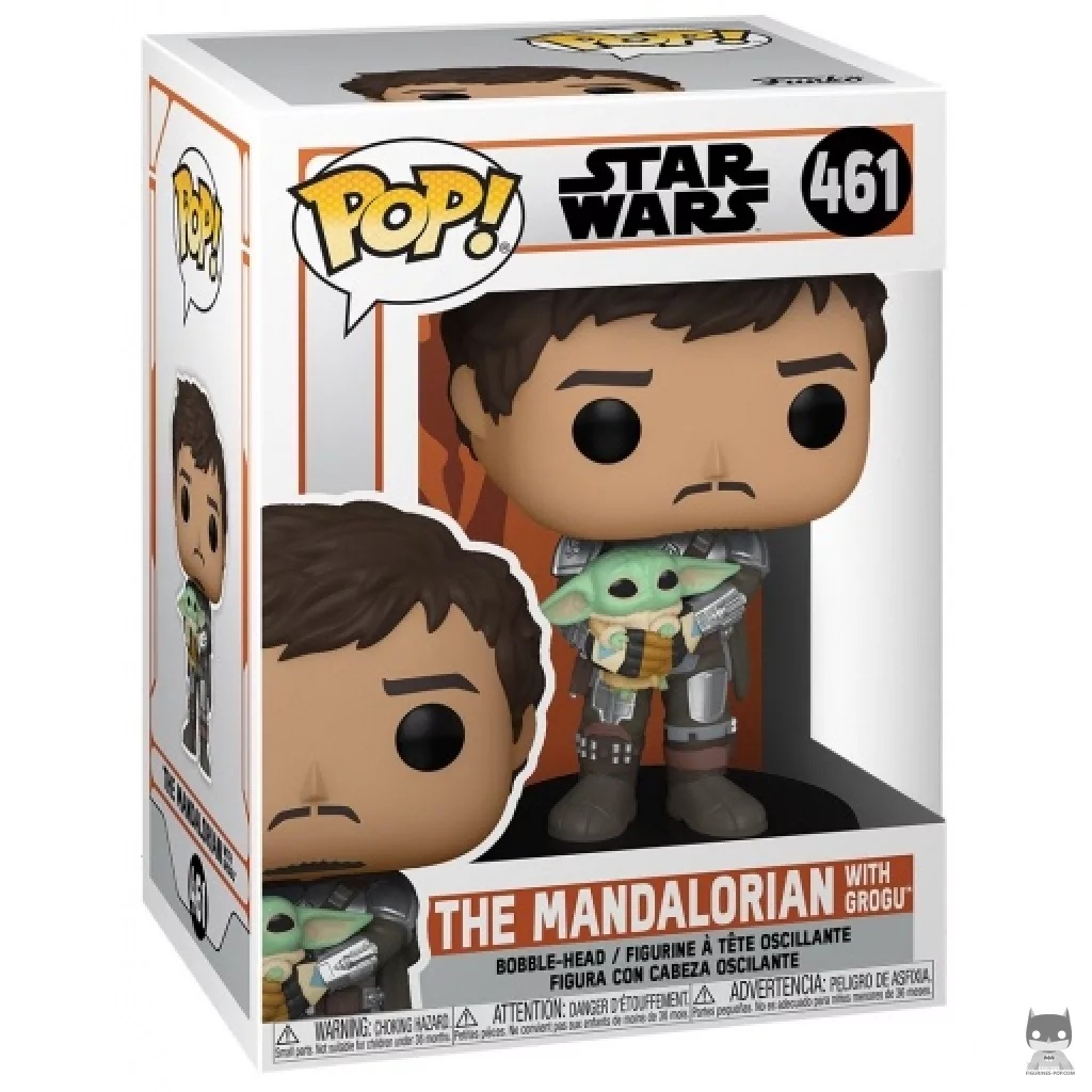 Figura Funko Pop! El Mandaloriano con Grogu en su caja