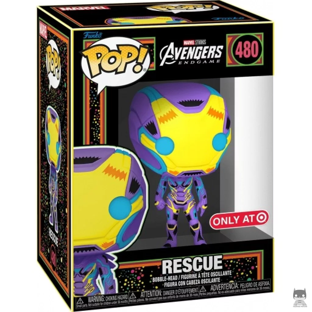 Figura Funko Pop! Rescue (Luz negra) en su caja