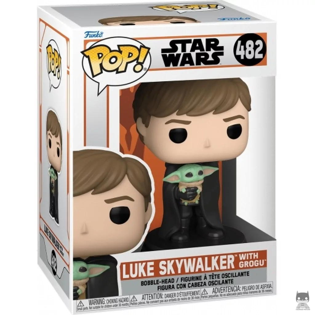 Figura Funko Pop! Luke Skywalker con Grogu en su caja