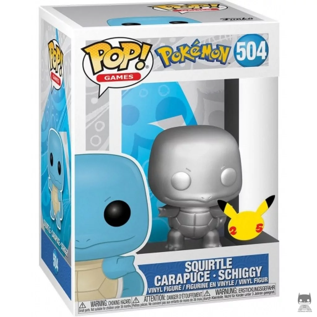 Figura Funko Pop! Squirtle (Plateado) en su caja