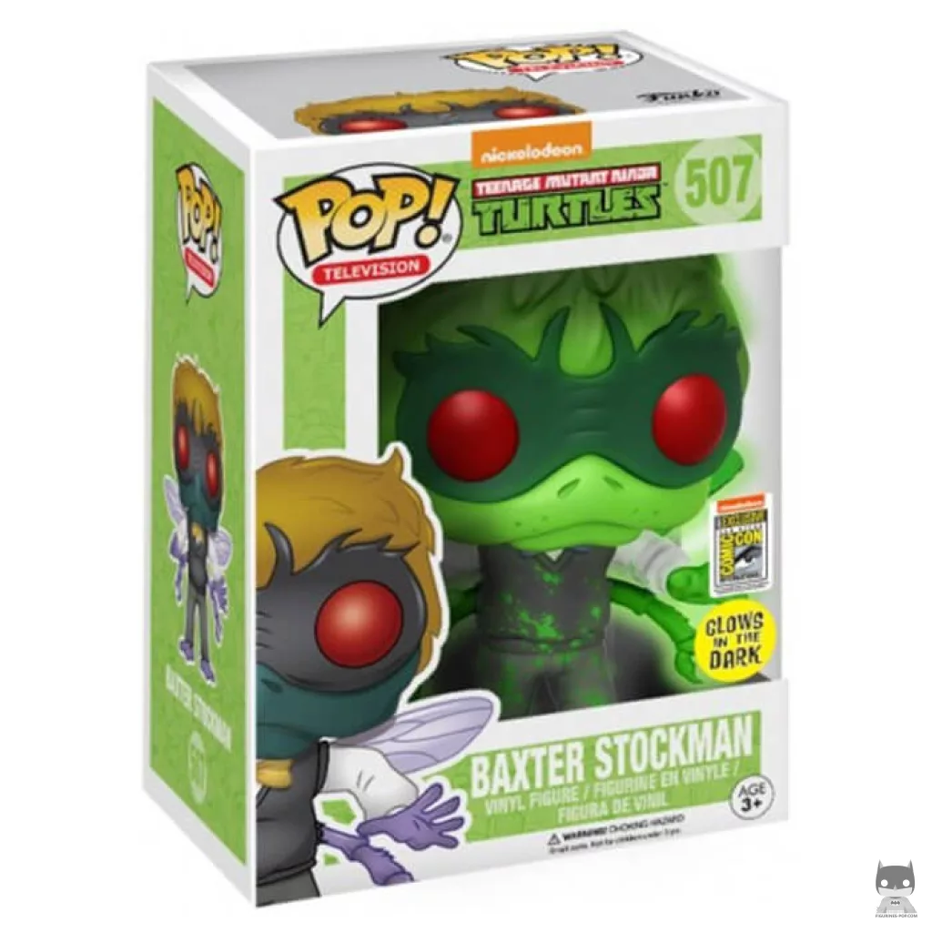 Figura Funko Pop! Baxter Stockman (Brilla en la oscuridad) en su caja