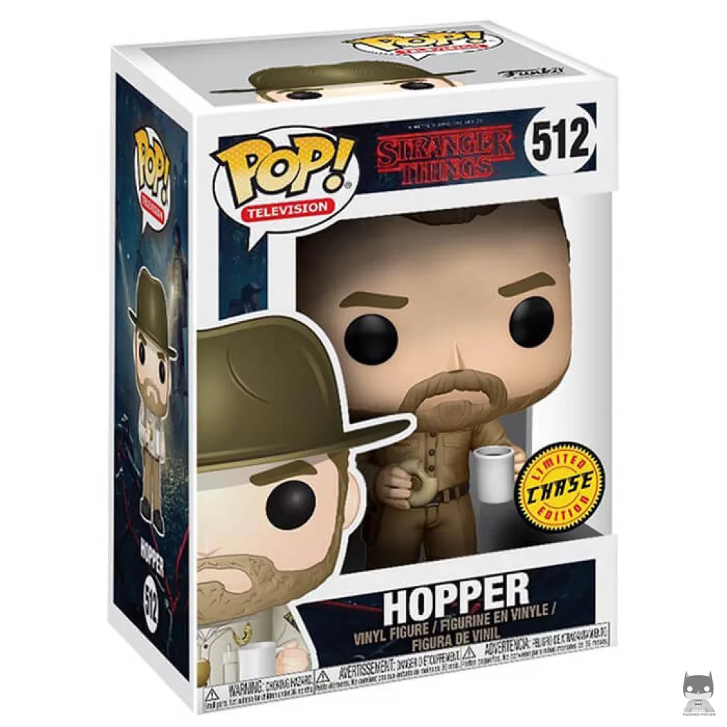 Figura Funko Pop! Jim Hopper con donut (Chase) en su caja