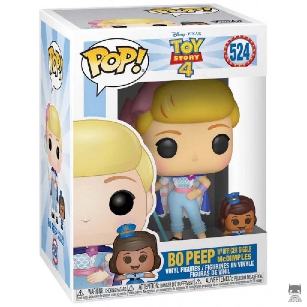 Figura Funko Pop! Bo Peep con la agente Giggle McDimples en su caja