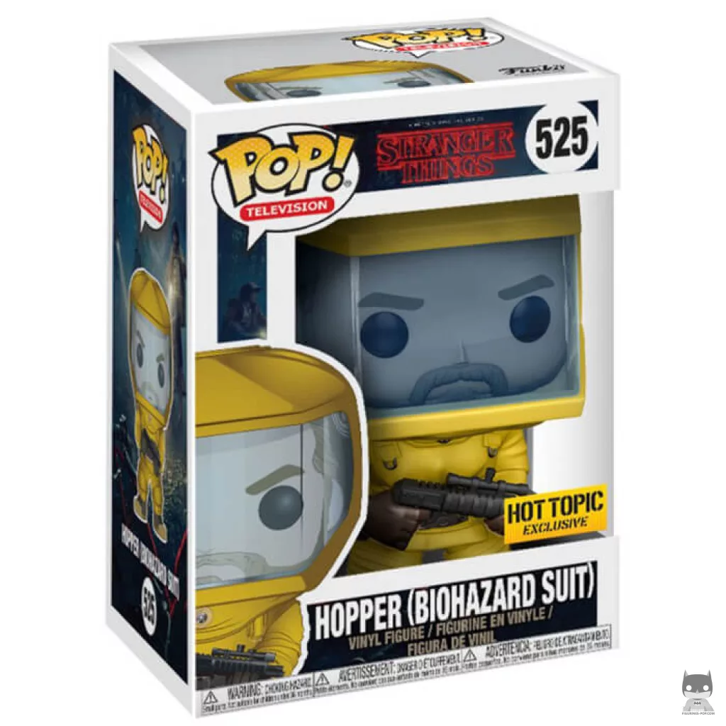 Figura Funko Pop! Jim Hopper con traje de protección biológica en su caja