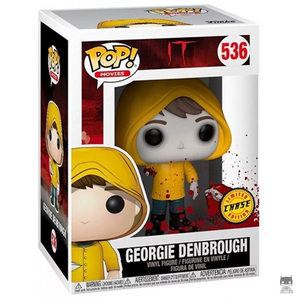 Figura Funko Pop! Georgie Denbrough con el barco de papel (Ensangrentado & Chase) en su caja
