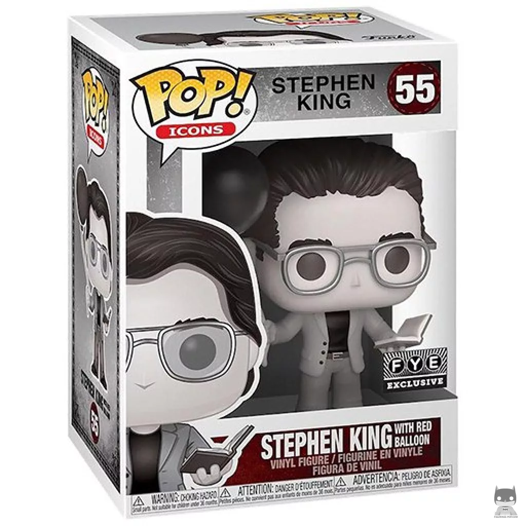 Figura Funko Pop! Stephen King con globo rojo (Blanco y negro) en su caja