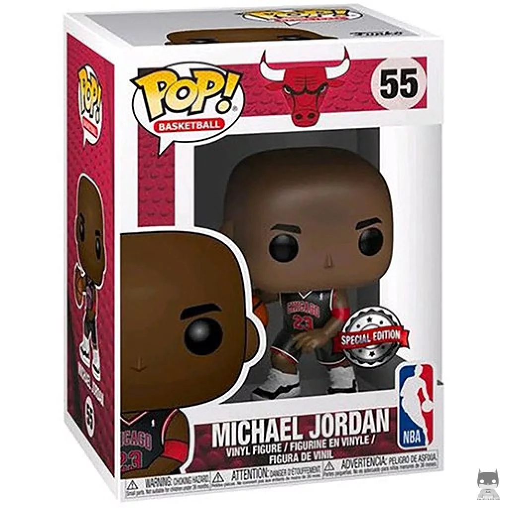 Figura Funko Pop! Michael Jordan (Camiseta alternativa negra) en su caja