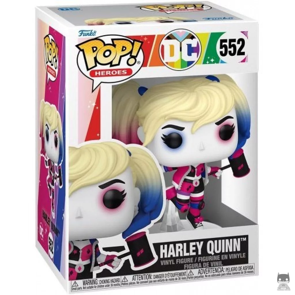 Figura Funko Pop! Harley Quinn (Bandera del Orgullo) en su caja