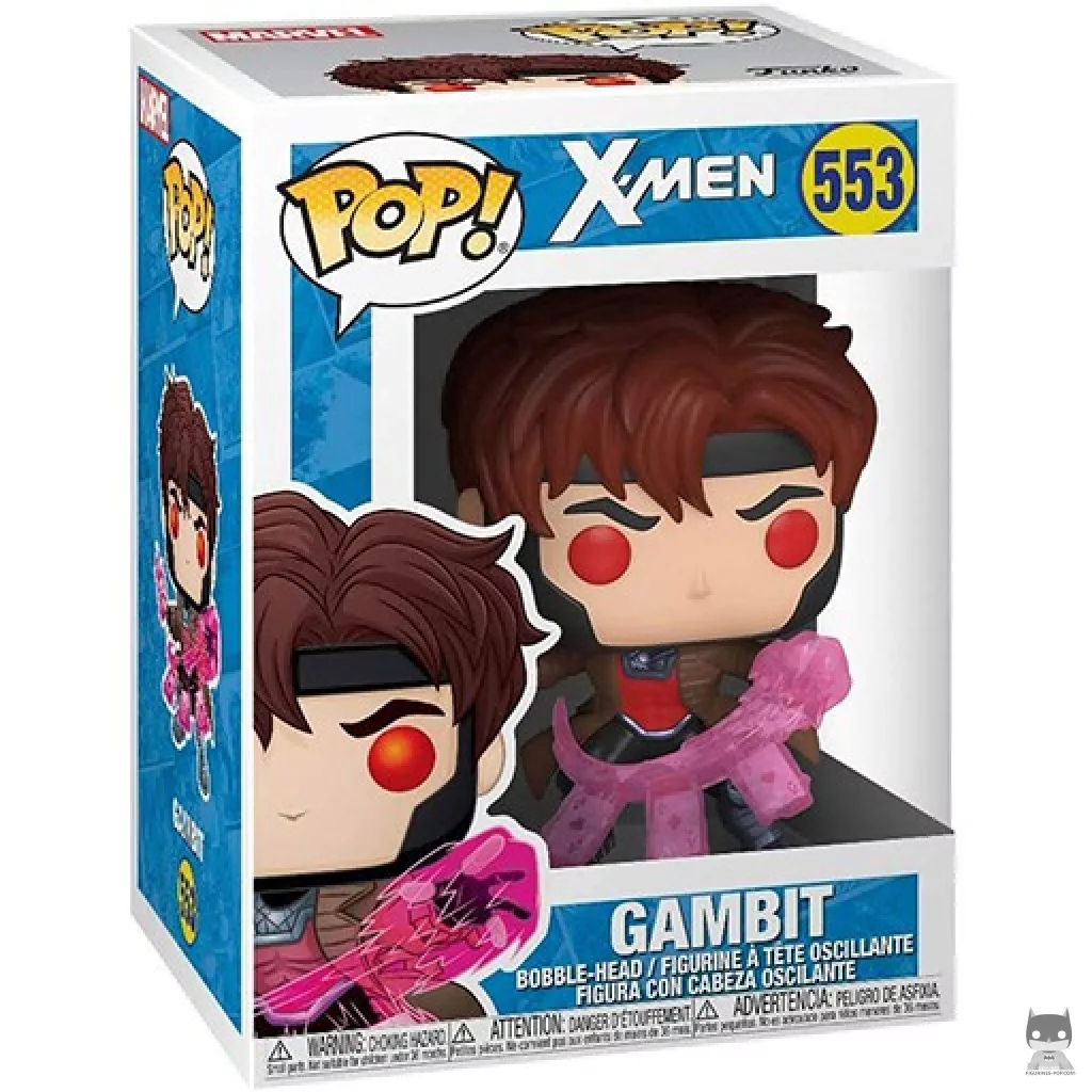 Figura Funko Pop! Gambit con cartas en su caja
