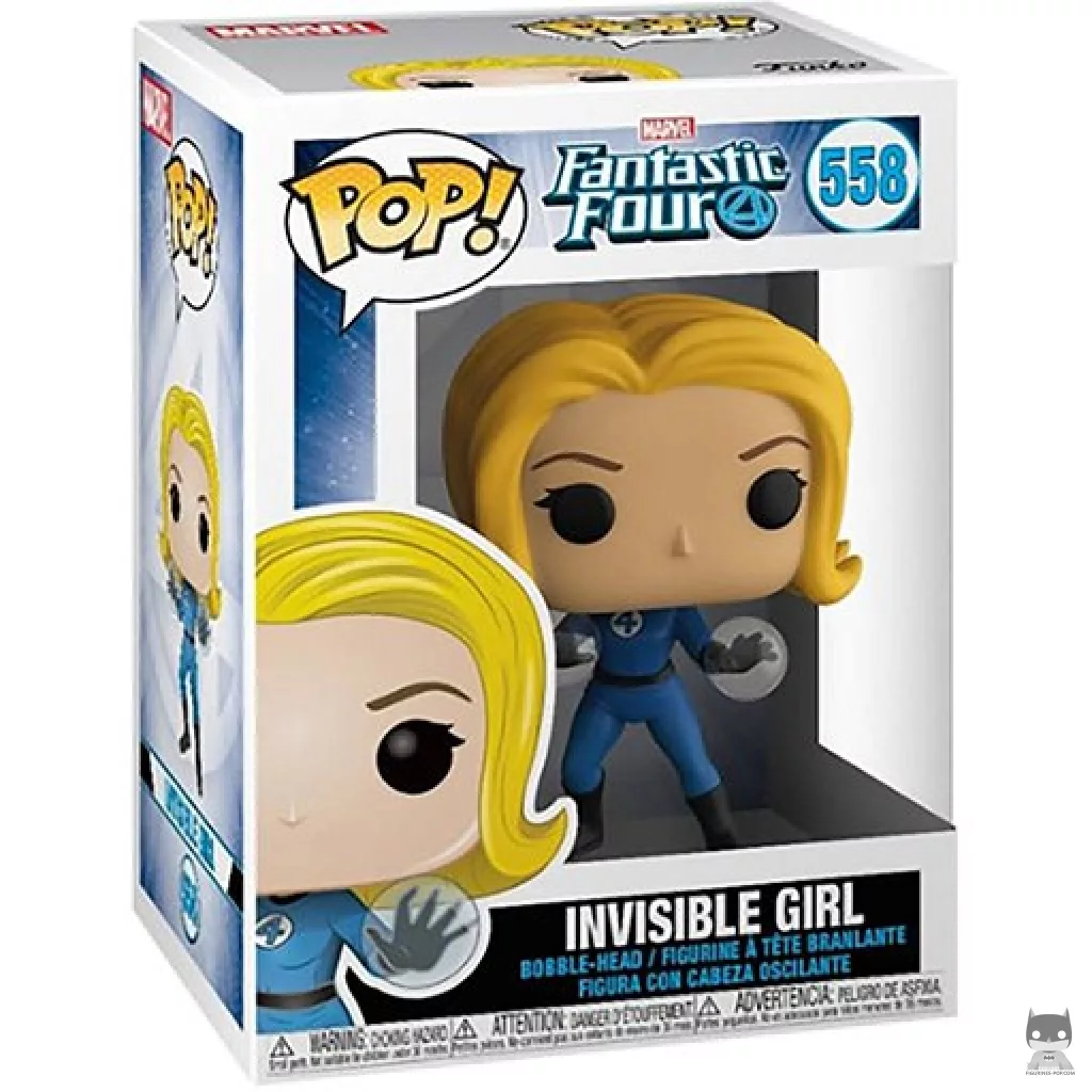 Figura Funko Pop! Chica Invisible en su caja