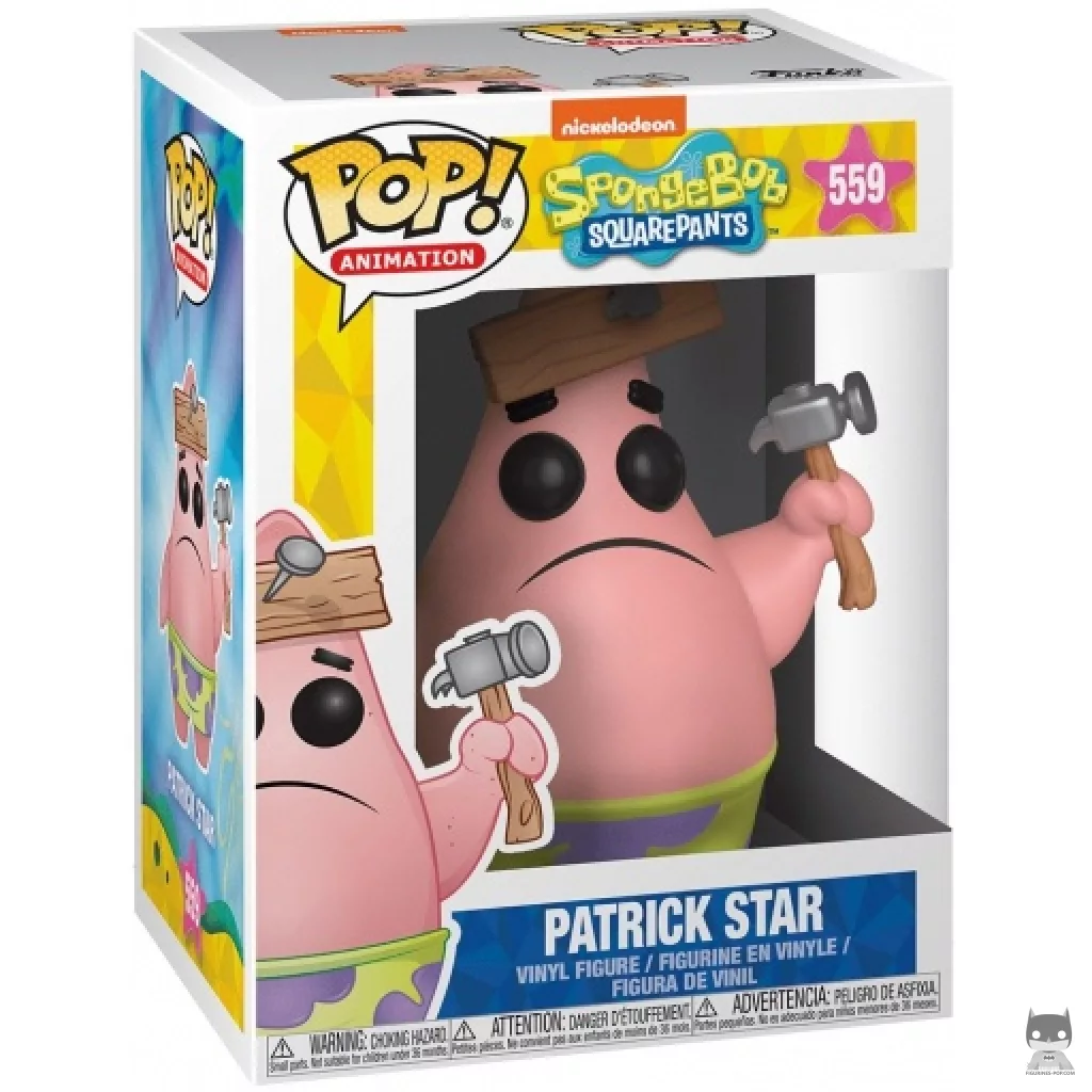 Figura Funko Pop! Patricio Estrella con martillo en su caja