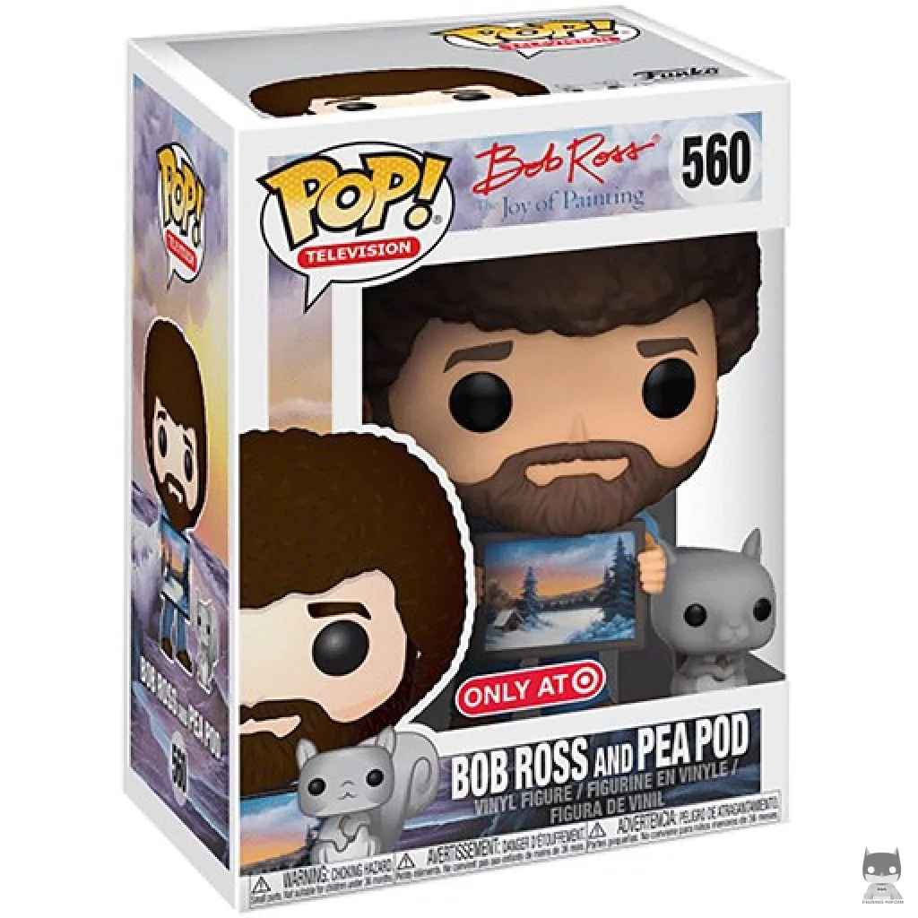 Figura Funko Pop! Bob Ross (con la ardilla Pea Pod) en su caja