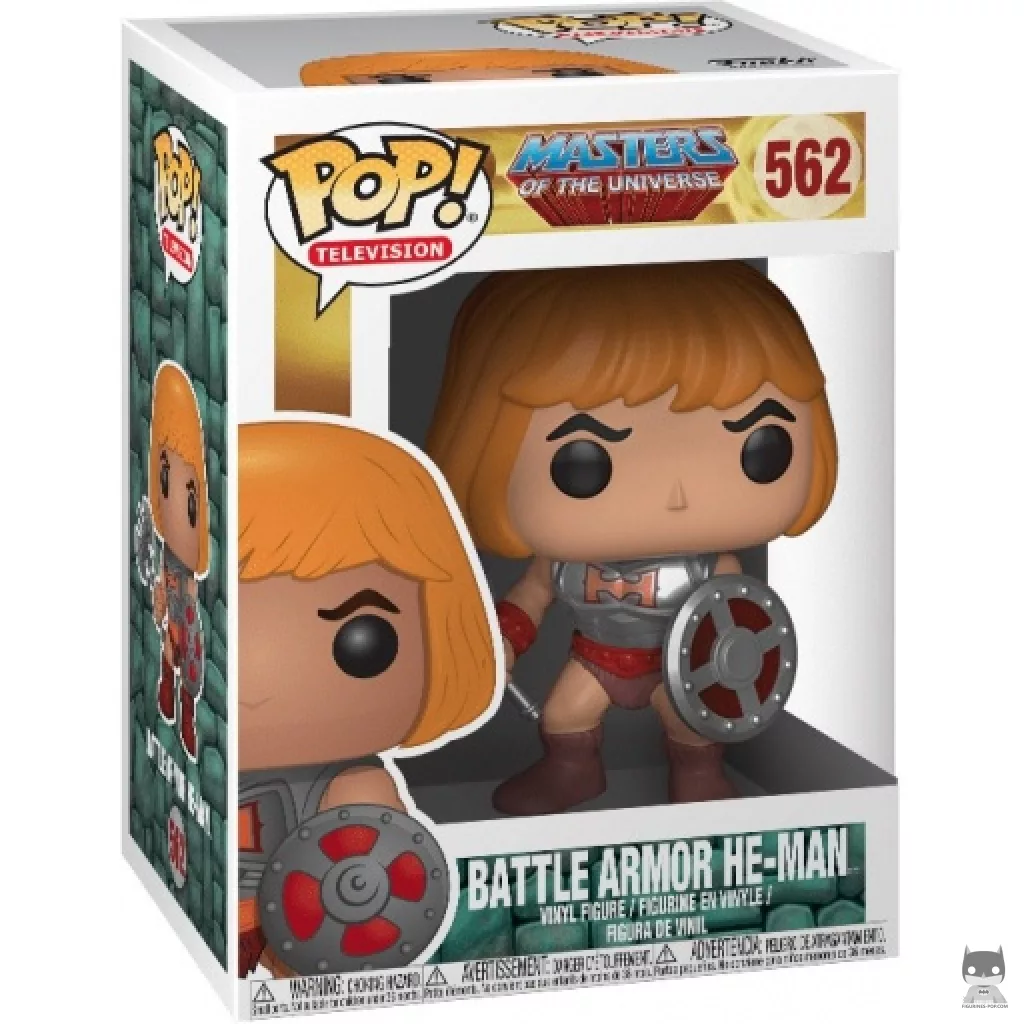 Figura Funko Pop! He-Man con armadura de batalla en su caja