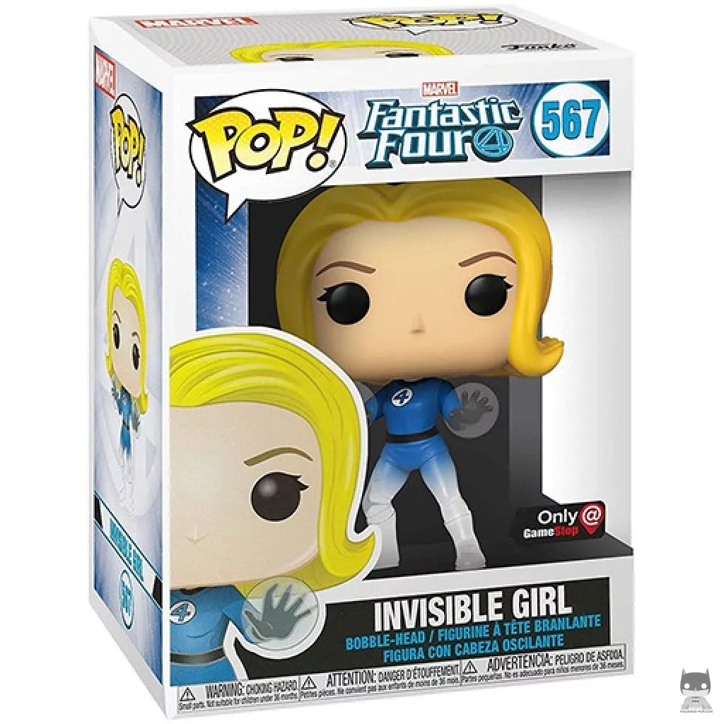 Figura Funko Pop! Chica Invisible (Translúcido) en su caja