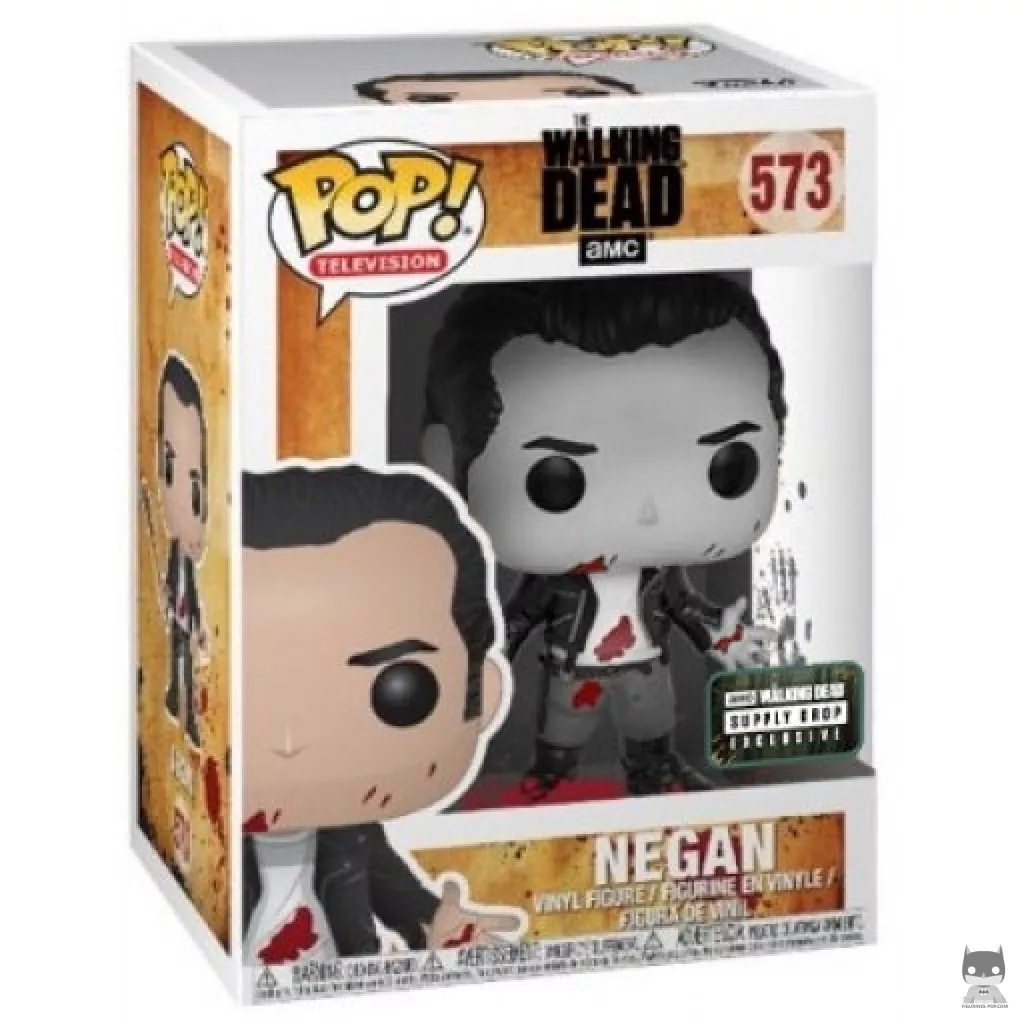 Figura Funko Pop! Negan afeitado (Blanco y negro) en su caja