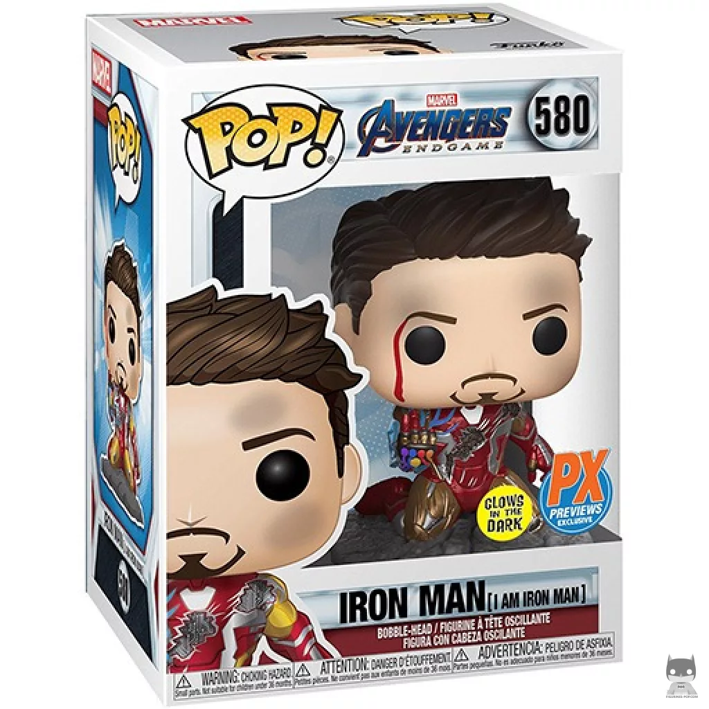 Figura Funko Pop! Iron Man (Yo soy Iron Man) (Metalizado) en su caja