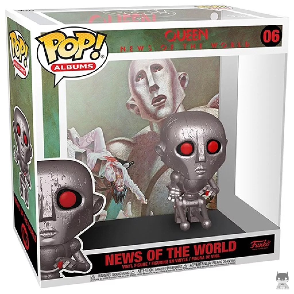 Figura Funko Pop! Queen : News of the World (Metalizado) en su caja
