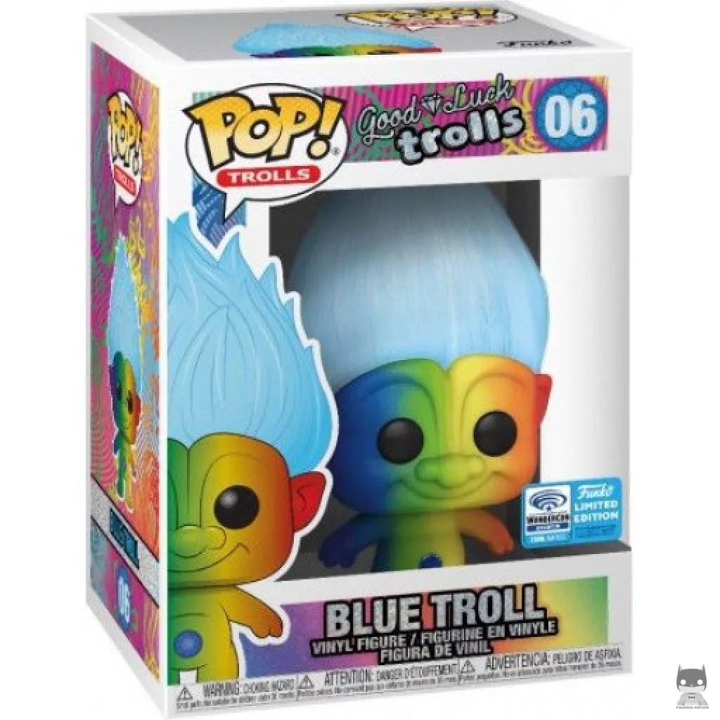 Figura Funko Pop! Troll azul (Arcoíris) en su caja