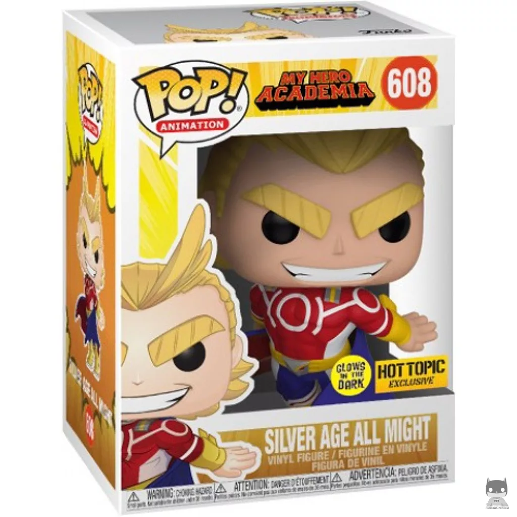 Figura Funko Pop! All Might Edad de Plata (Brilla en la oscuridad) en su caja