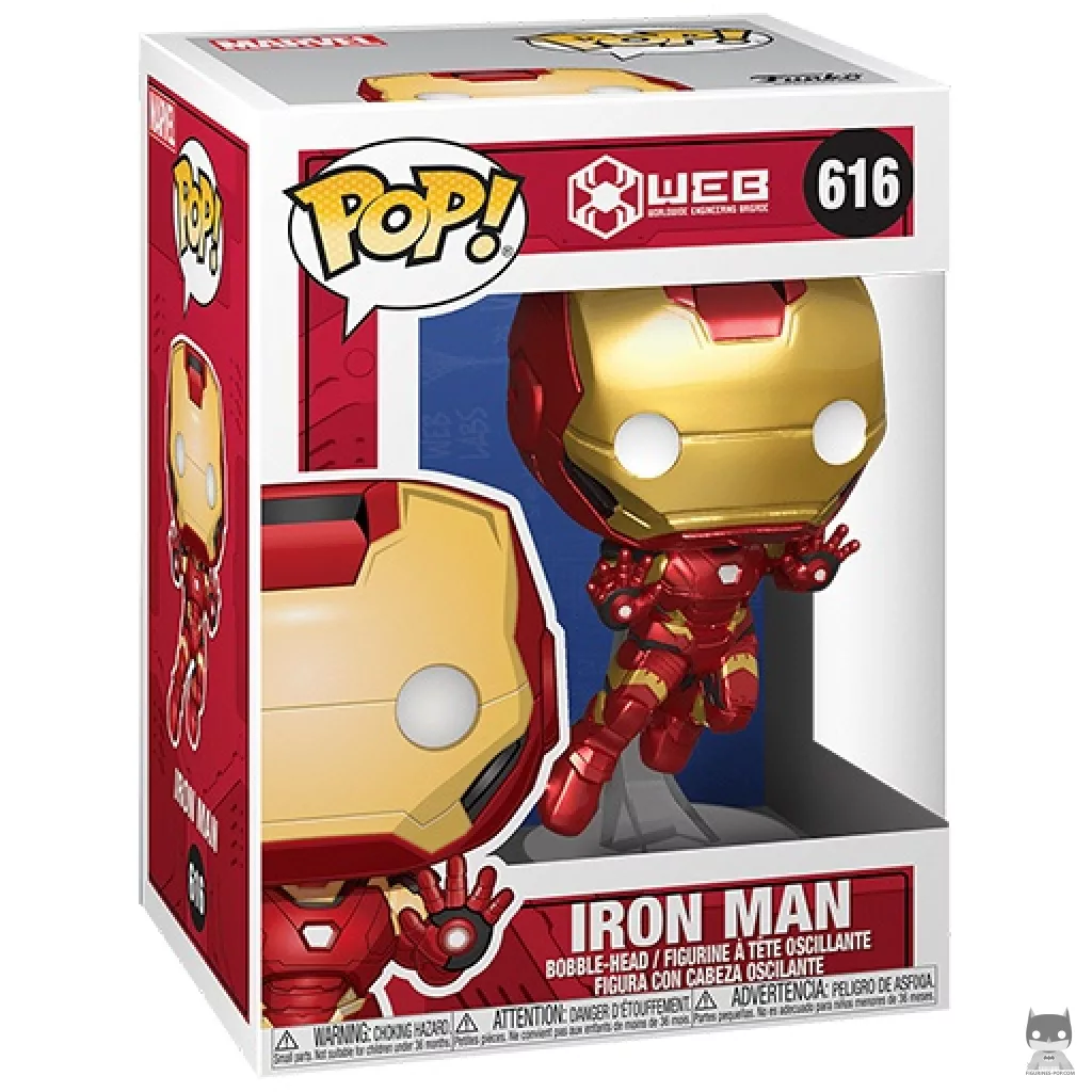 Figura Funko Pop! Iron Man (Metalizado) en su caja