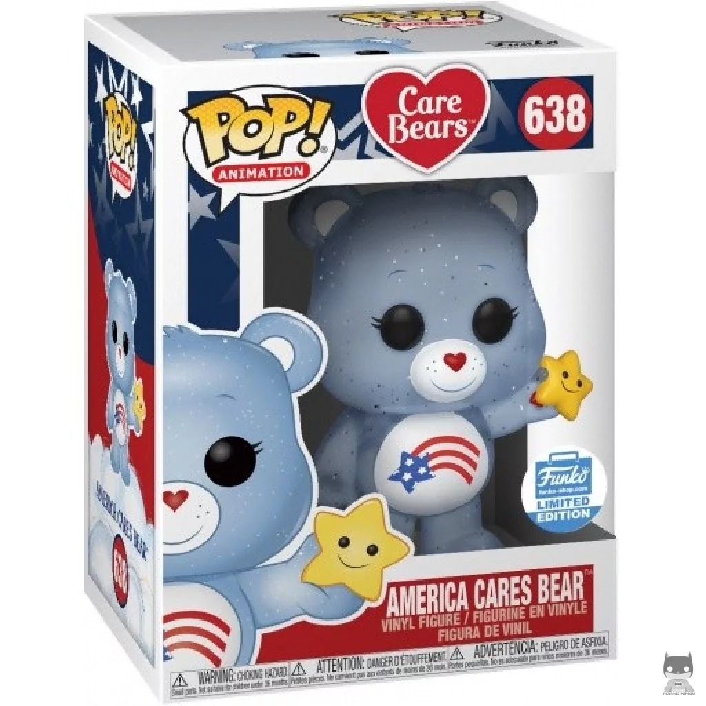 Figura Funko Pop! America Cares Bear (Purpurina) en su caja