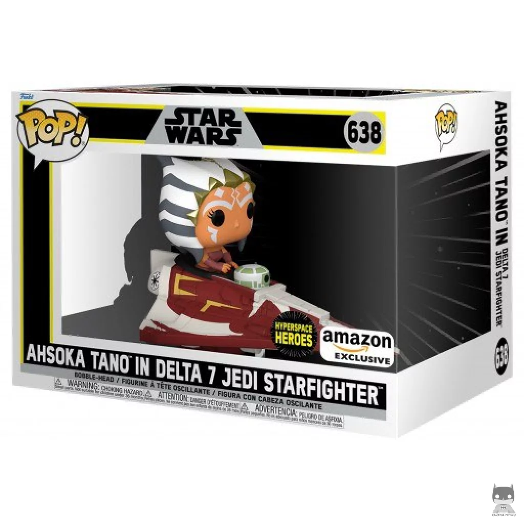 Figura Funko Pop! Hyperspace Heroes: Ahsoka Tano en caza estelar Jedi Delta-7 en su caja