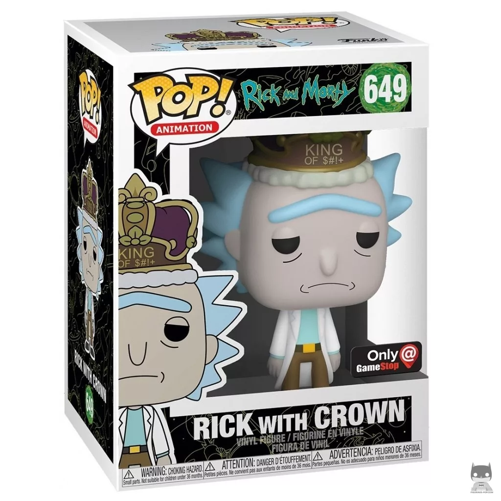 Figura Funko Pop! Rick con corona en su caja