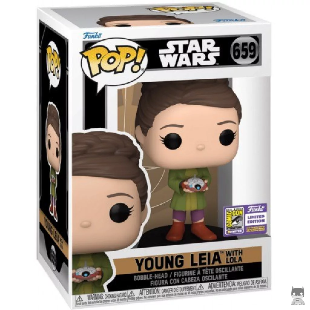 Figura Funko Pop! Leia joven con Lola en su caja