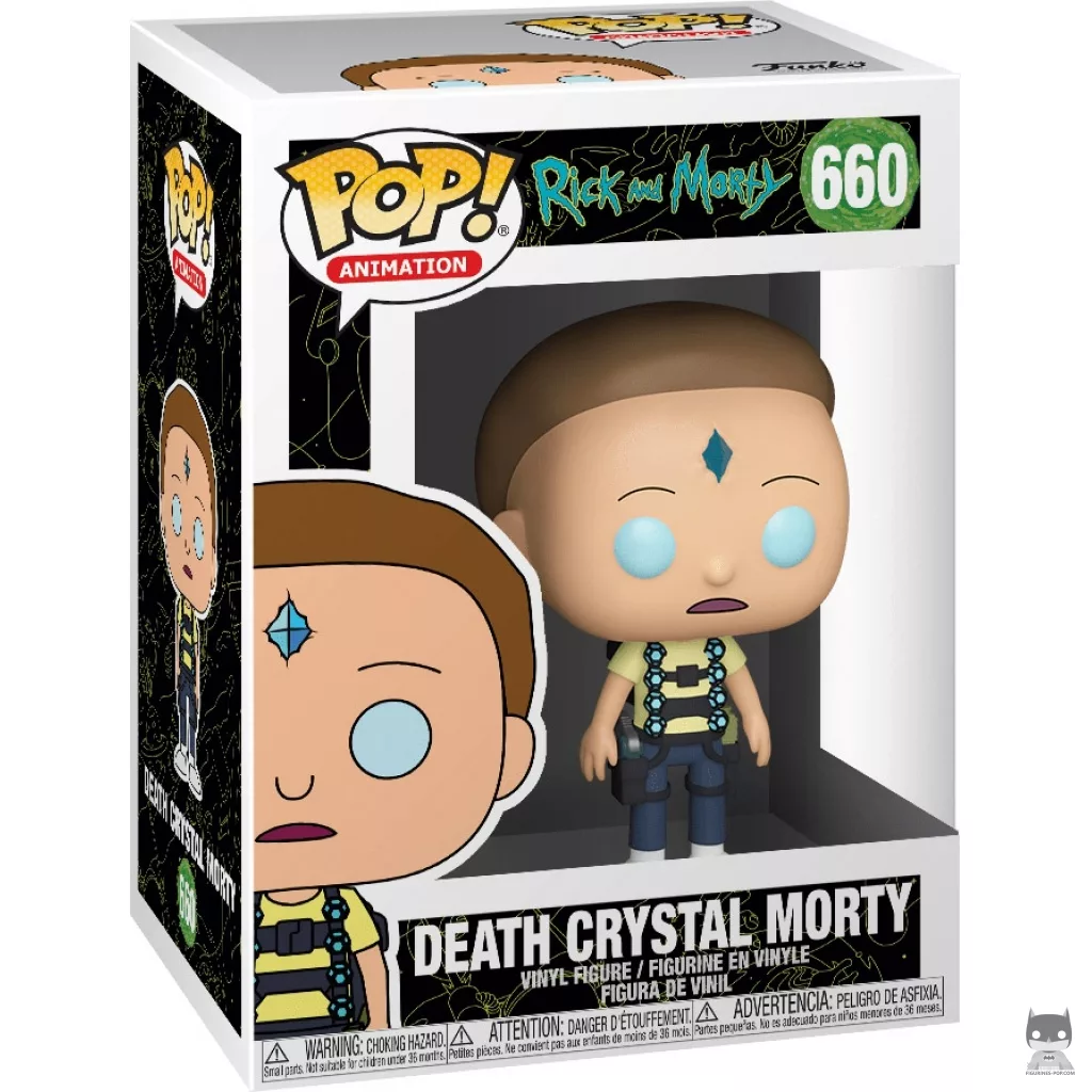Figura Funko Pop! Morty con el cristal de la muerte en su caja