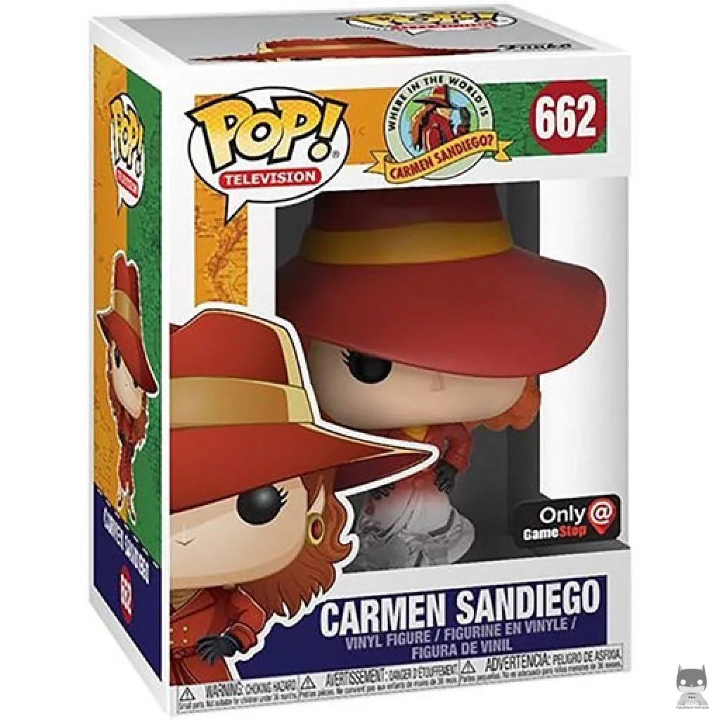 Figura Funko Pop! Carmen Sandiego (Translúcido) en su caja