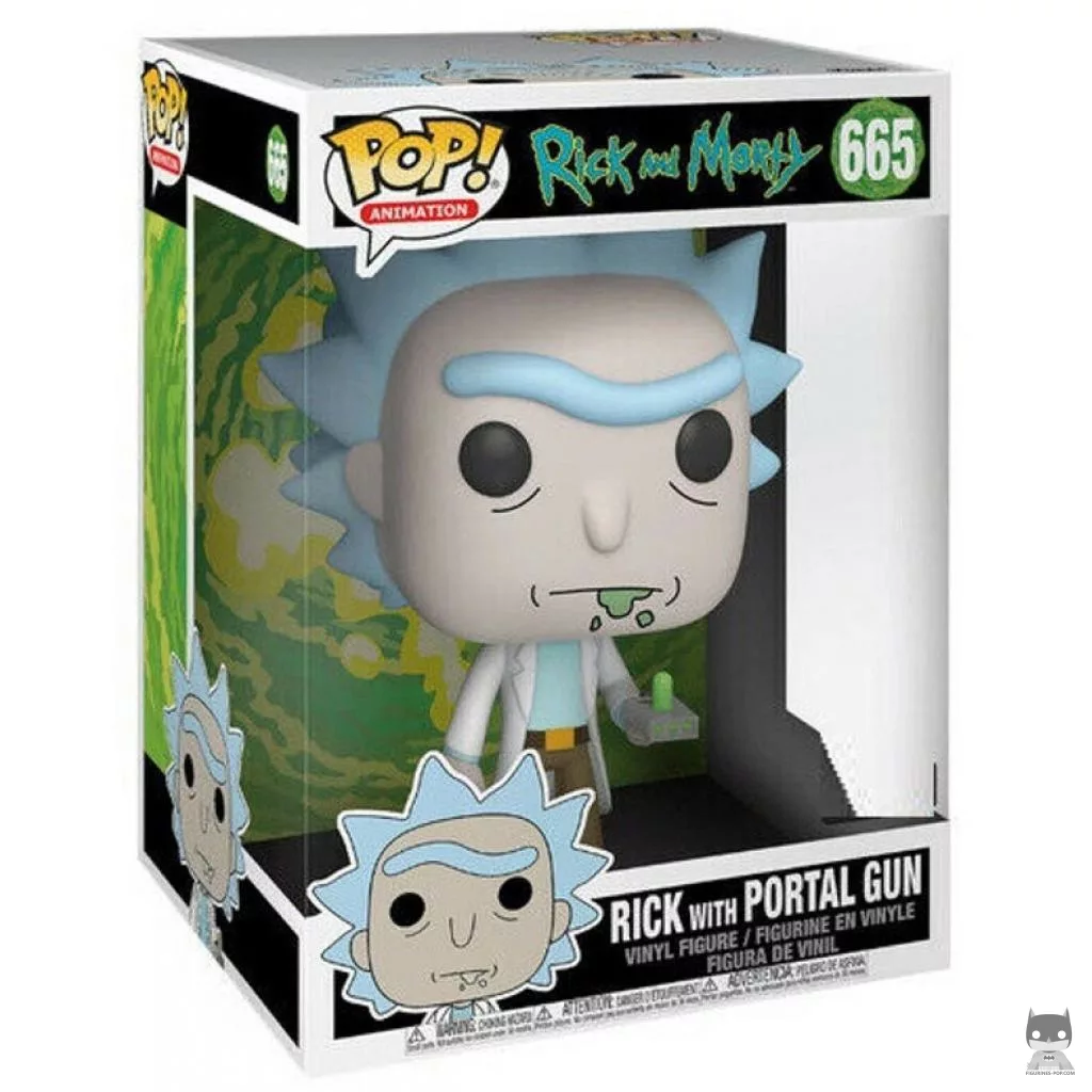 Figura Funko Pop! Rick con pistola de portales (Supersized) en su caja