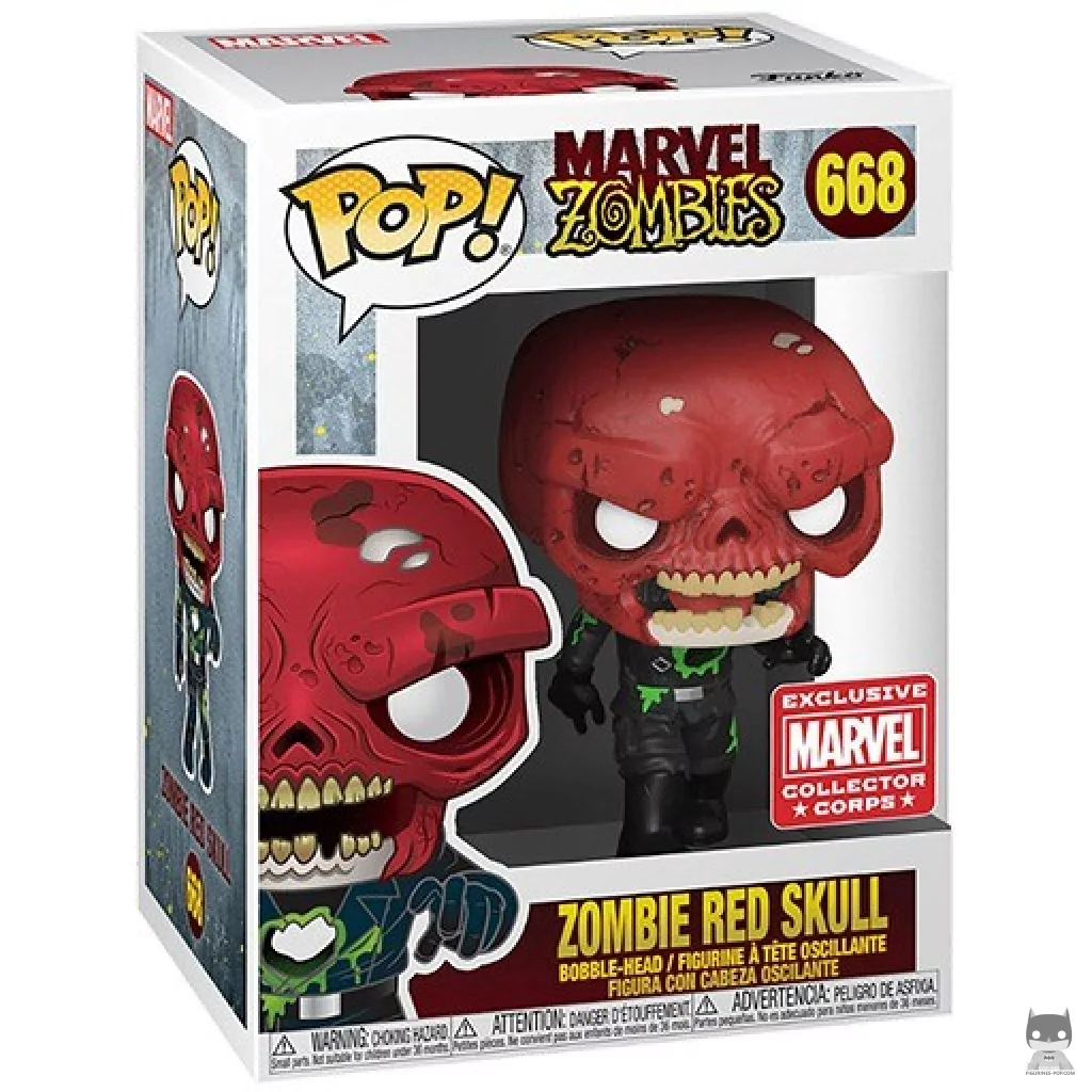 Figura Funko Pop! Cráneo Rojo zombi en su caja