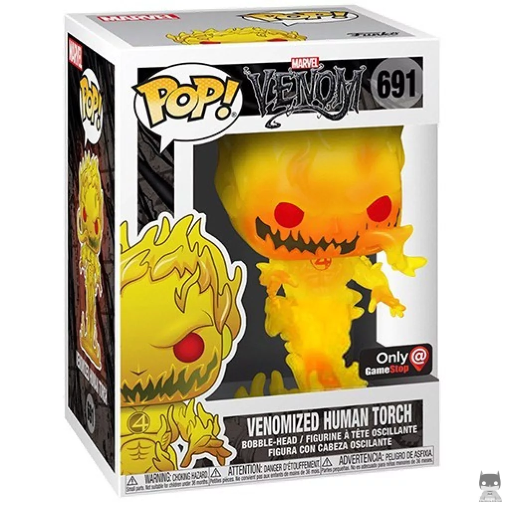 Figura Funko Pop! Antorcha Humana venomizado en su caja