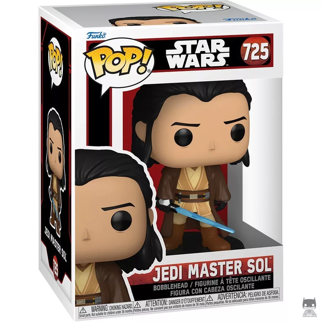 Figura Funko Pop! Maestro Jedi Sol en su caja