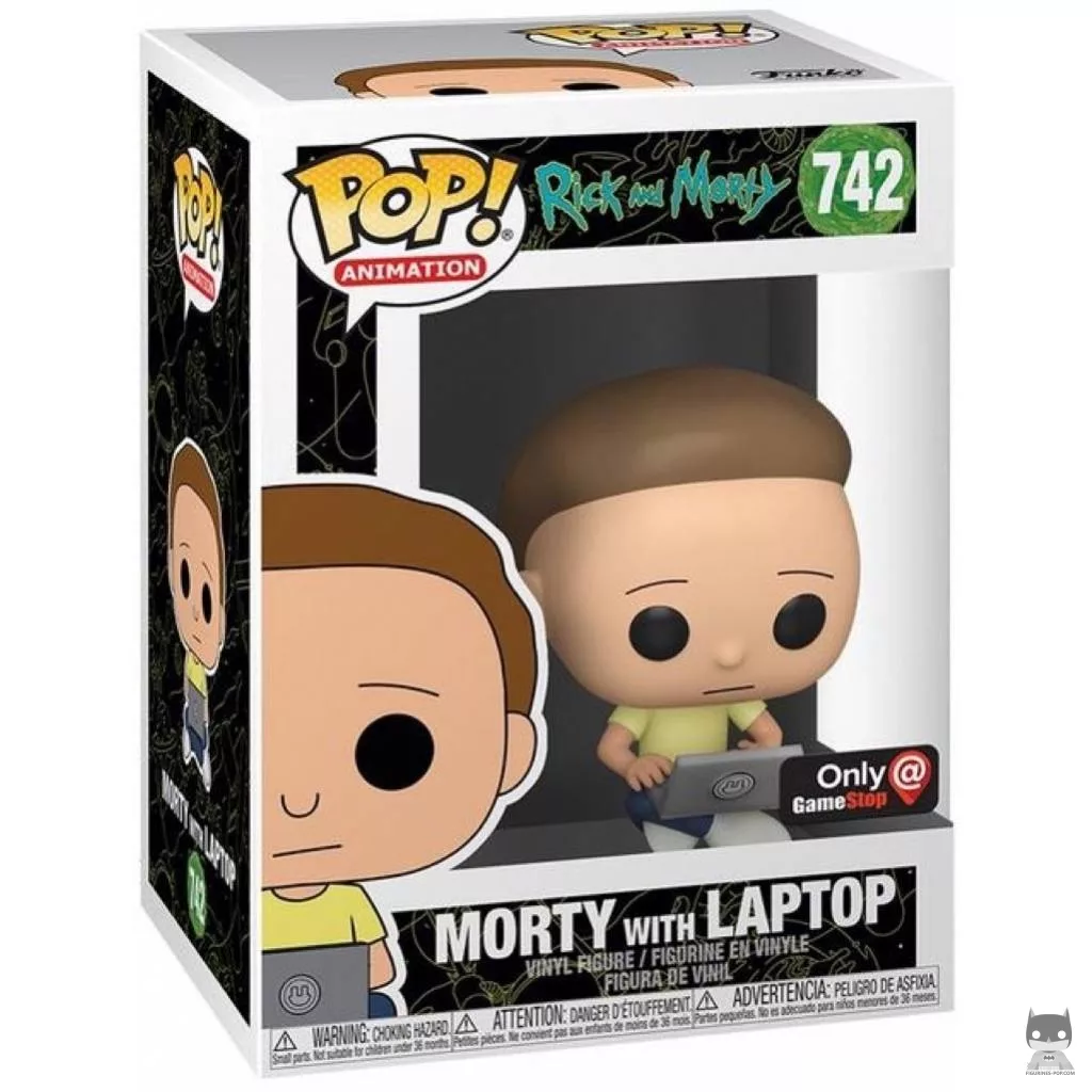 Figura Funko Pop! Morty con portátil en su caja