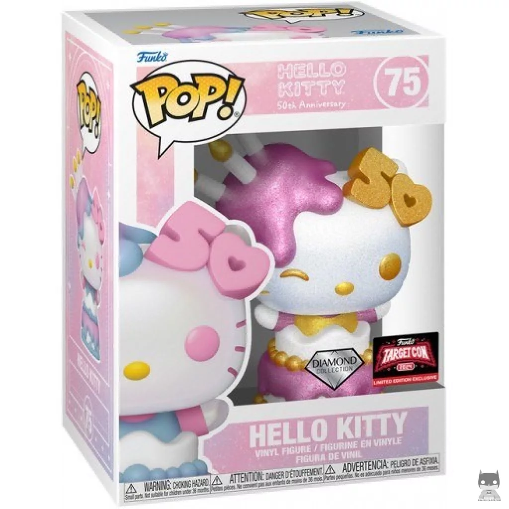 Figura Funko Pop! Hello Kitty (50.º aniversario) (Purpurina de diamante) en su caja