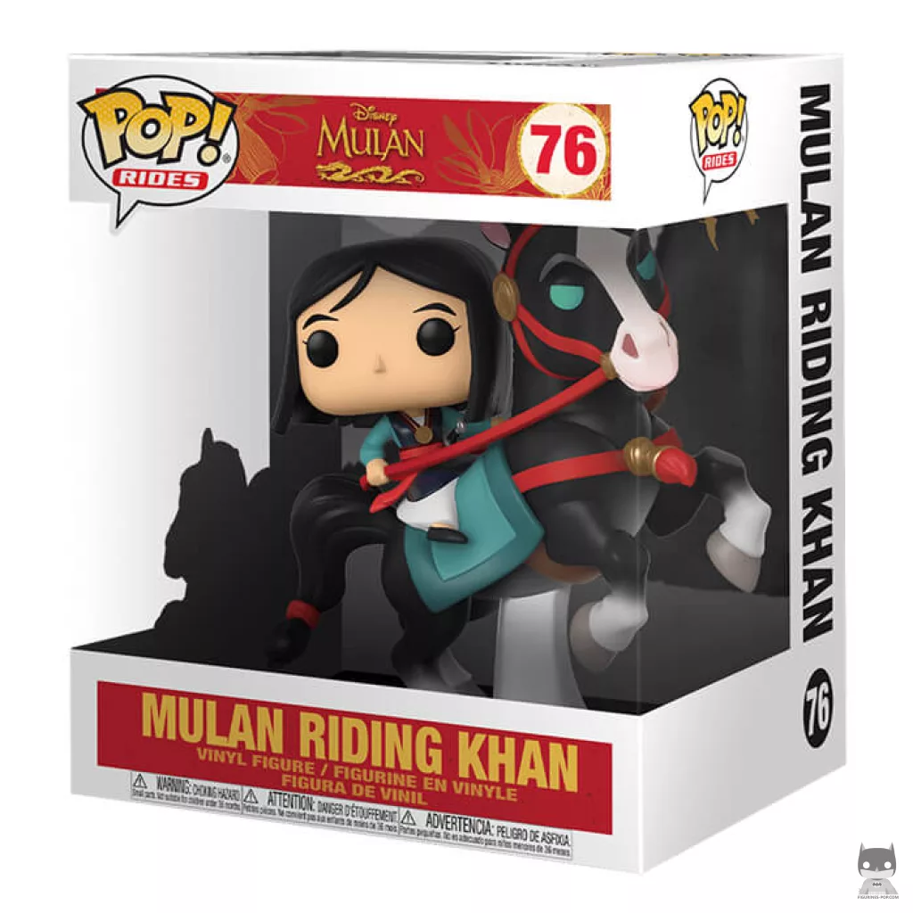 Figura Funko Pop! Mulán montando a Khan en su caja