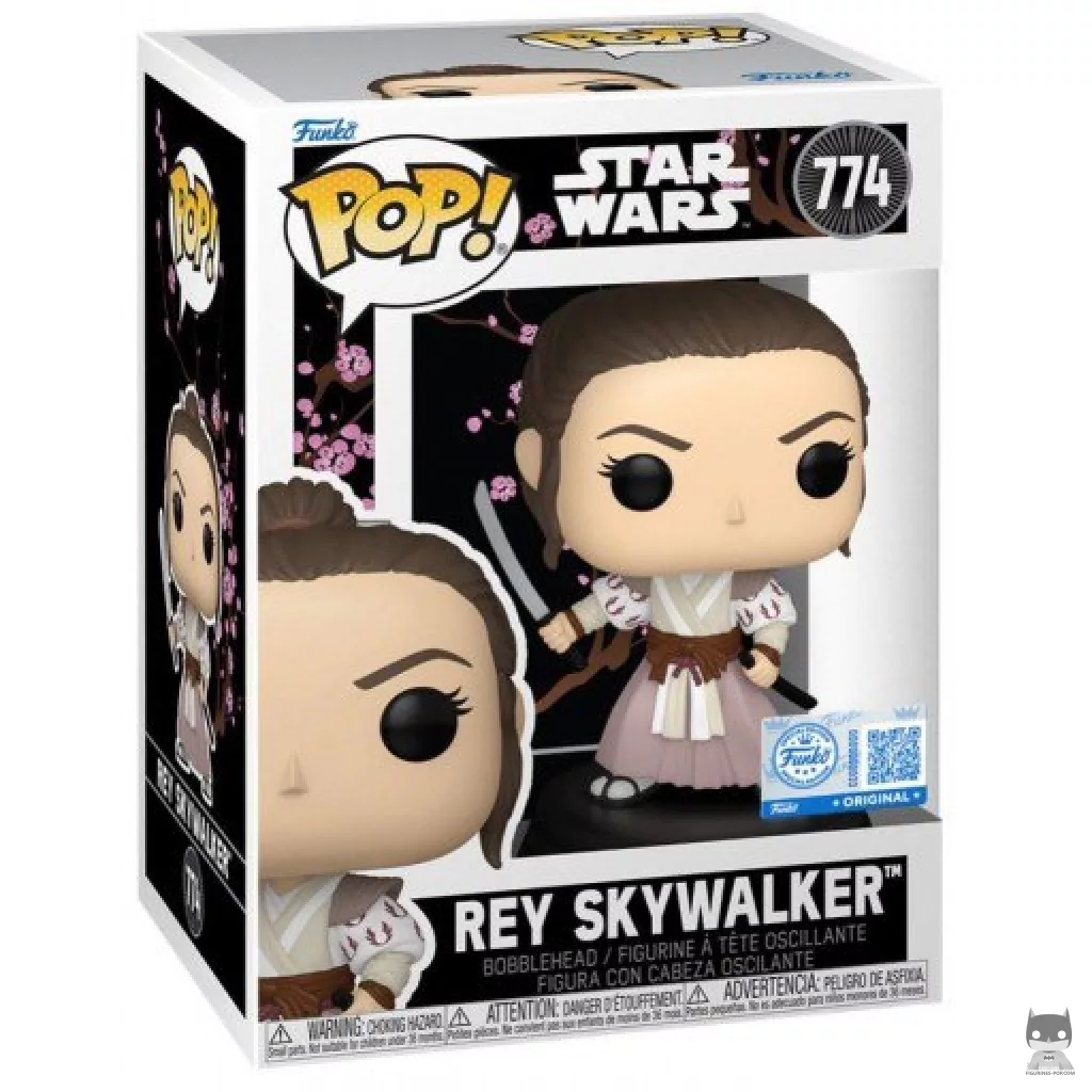 Figura Funko Pop! Rey Skywalker (Samurái) en su caja