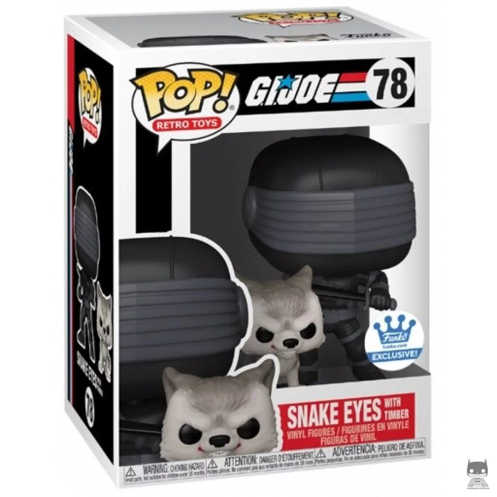 Figura Funko Pop! Snake Eyes con Timber en su caja
