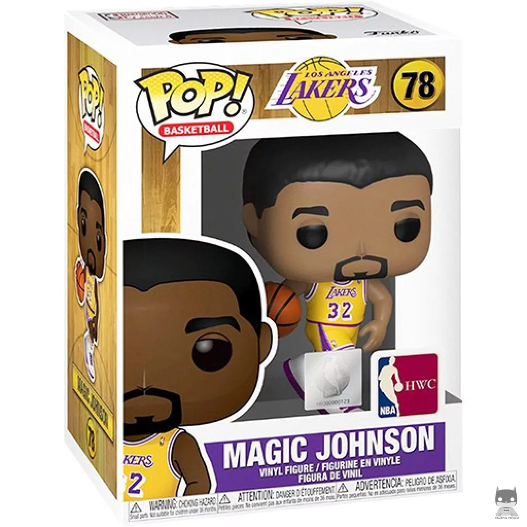 Figura Funko Pop! Magic Johnson (Lakers local) en su caja