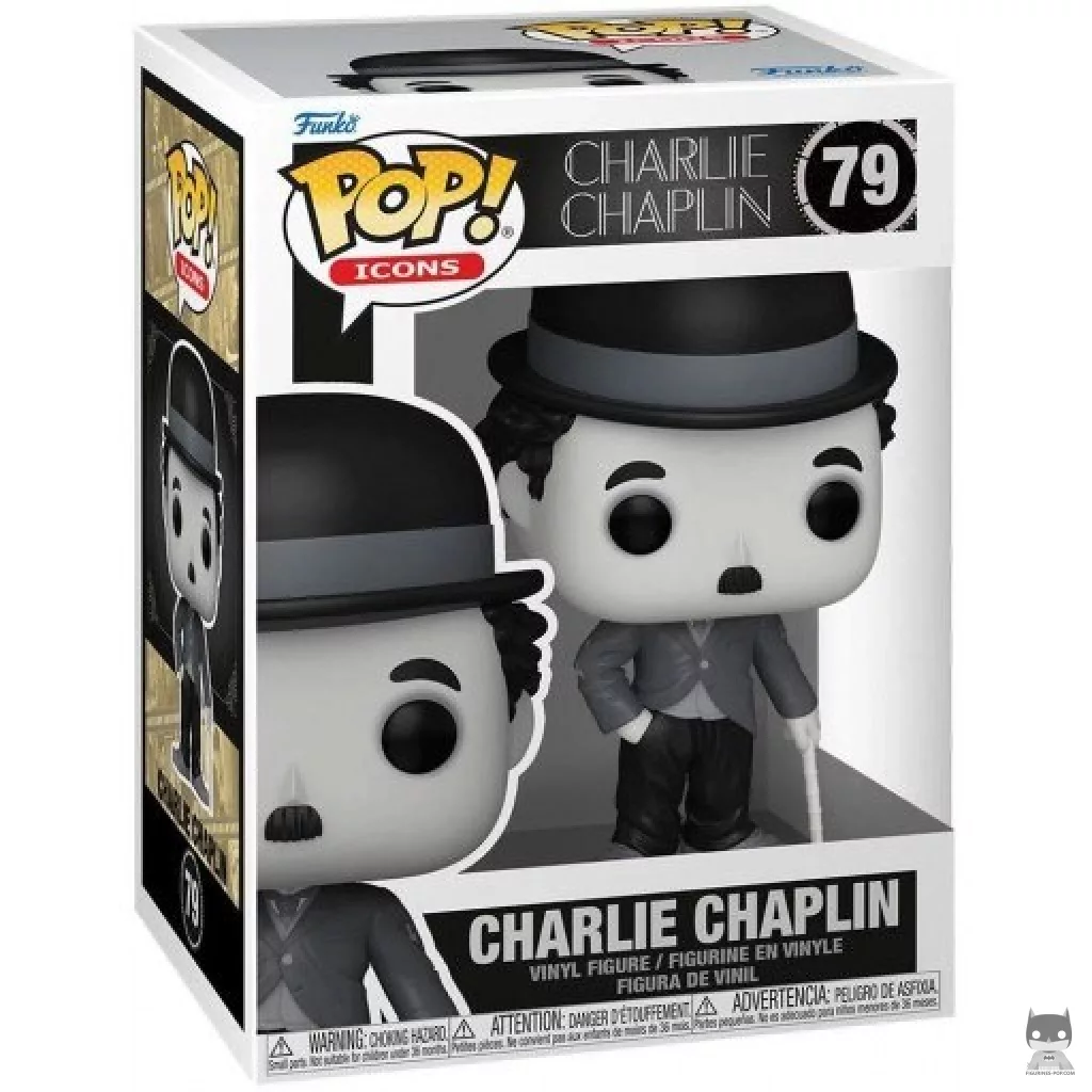 Figura Funko Pop! Charlie Chaplin (Blanco y negro) en su caja