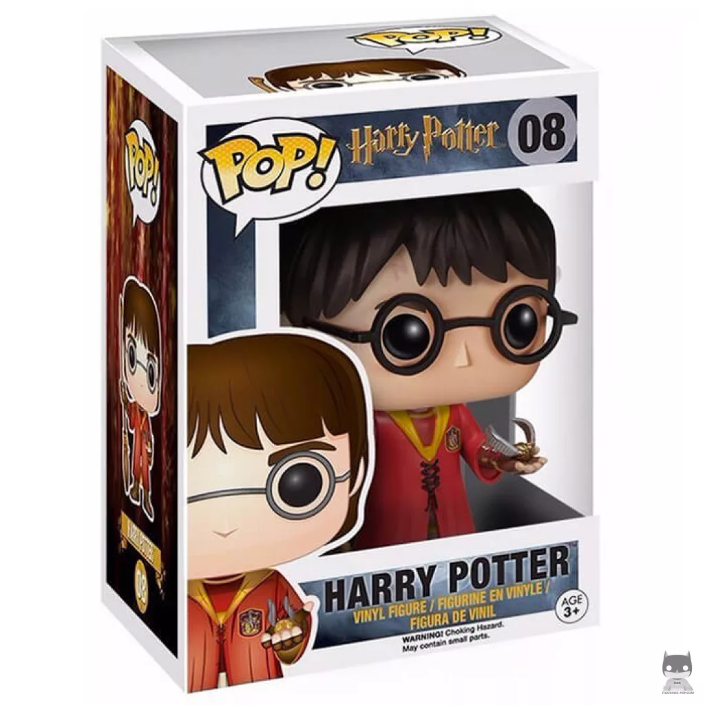 Figura Funko Pop! Harry Potter con túnica de Quidditch en su caja