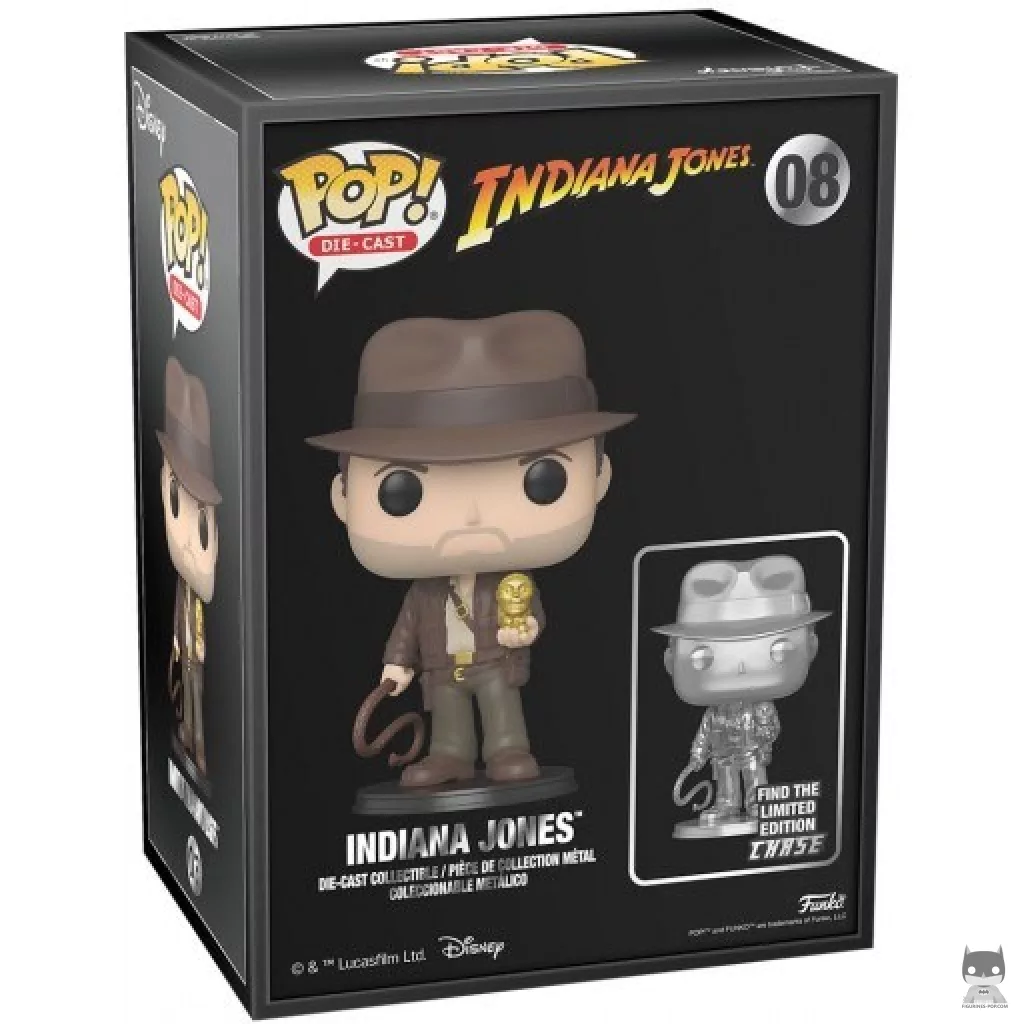 Figura Funko Pop! Indiana Jones con el ídolo dorado (Chase & Plateado) en su caja