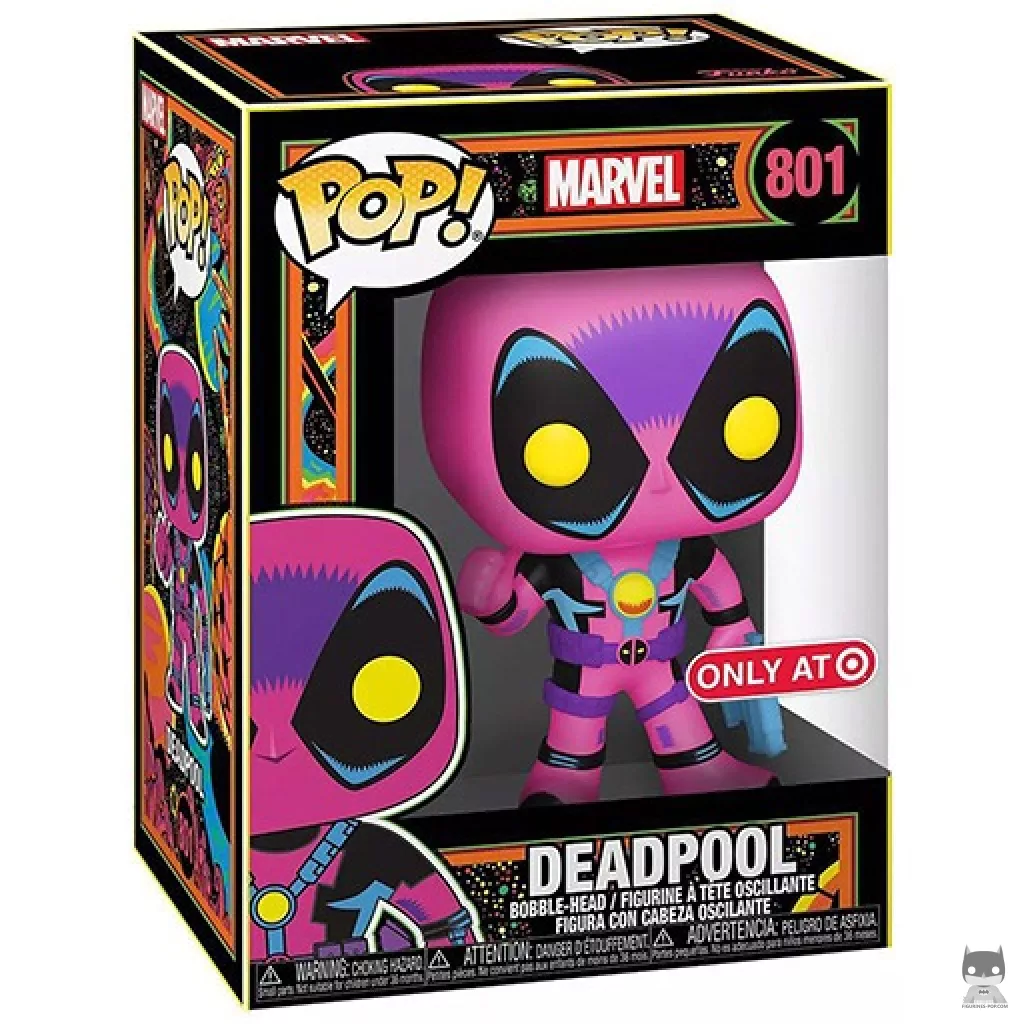 Figura Funko Pop! Deadpool (Luz negra) en su caja